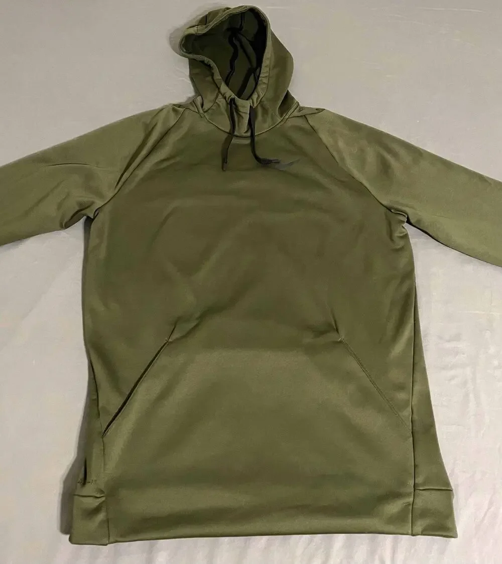 Nike Mens LT Large Tall Therma Training Pullover Hoodie Olive Green 932022-325
